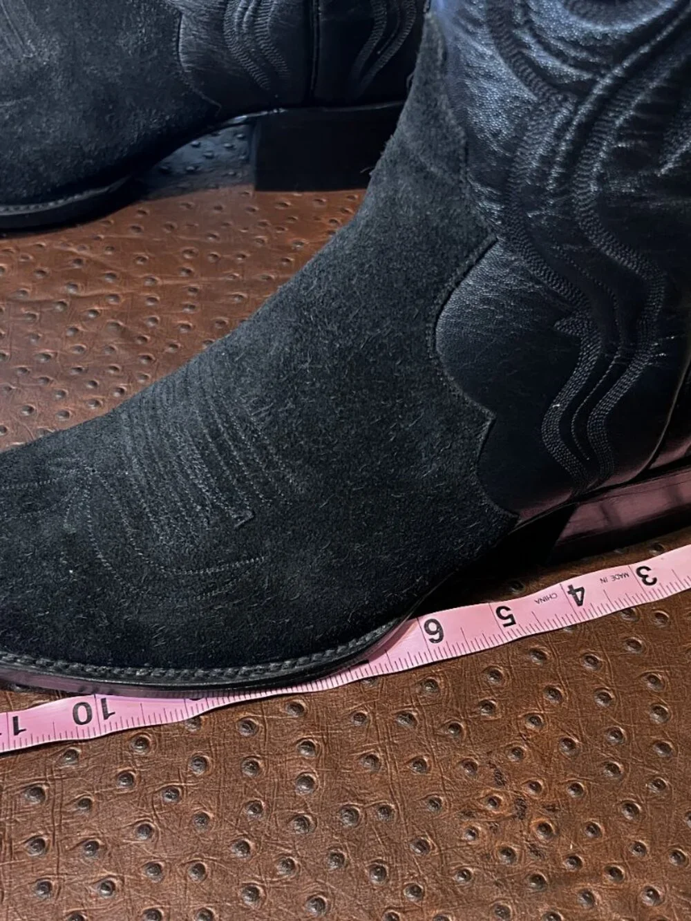 Liberty Boot Co. Black Calfskin Suede Triad Cowboy Boots in Men's Size 11.5D